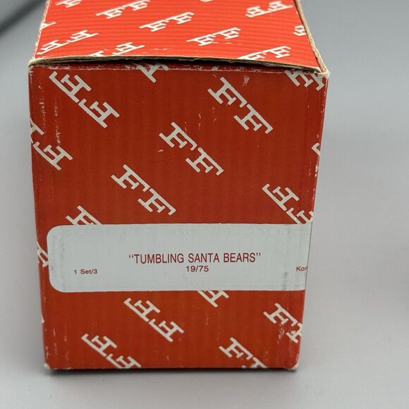 Vtg Fitz and Floyd Tumbling Christmas Bears Set of 3 Figurines Porcelain Korea - Picture 2 of 12